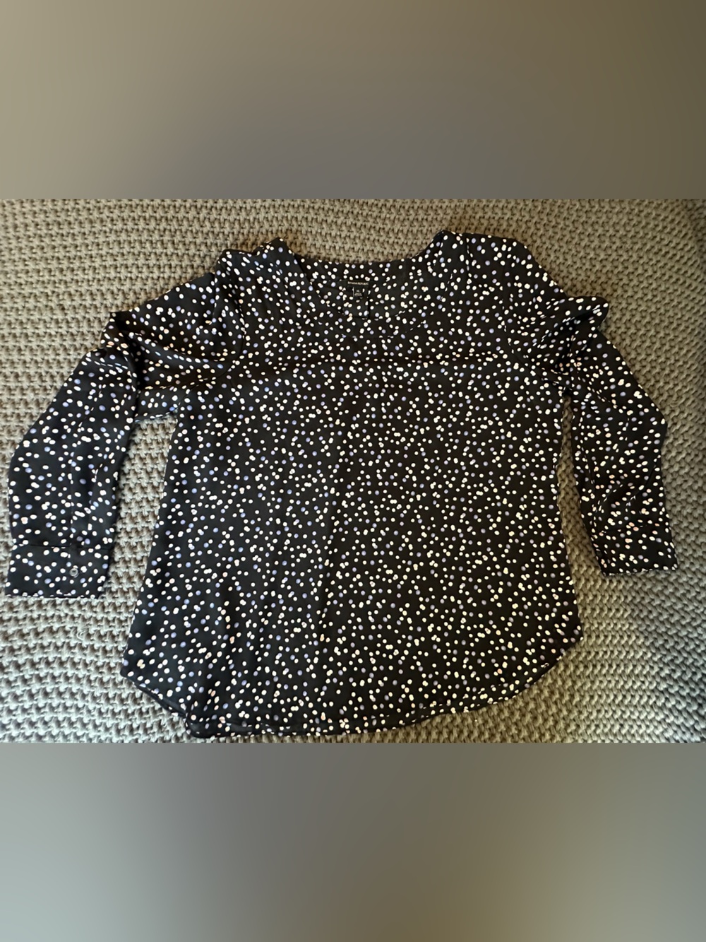 Banana Republic Black Polka Dot Long Sleeve Blouse